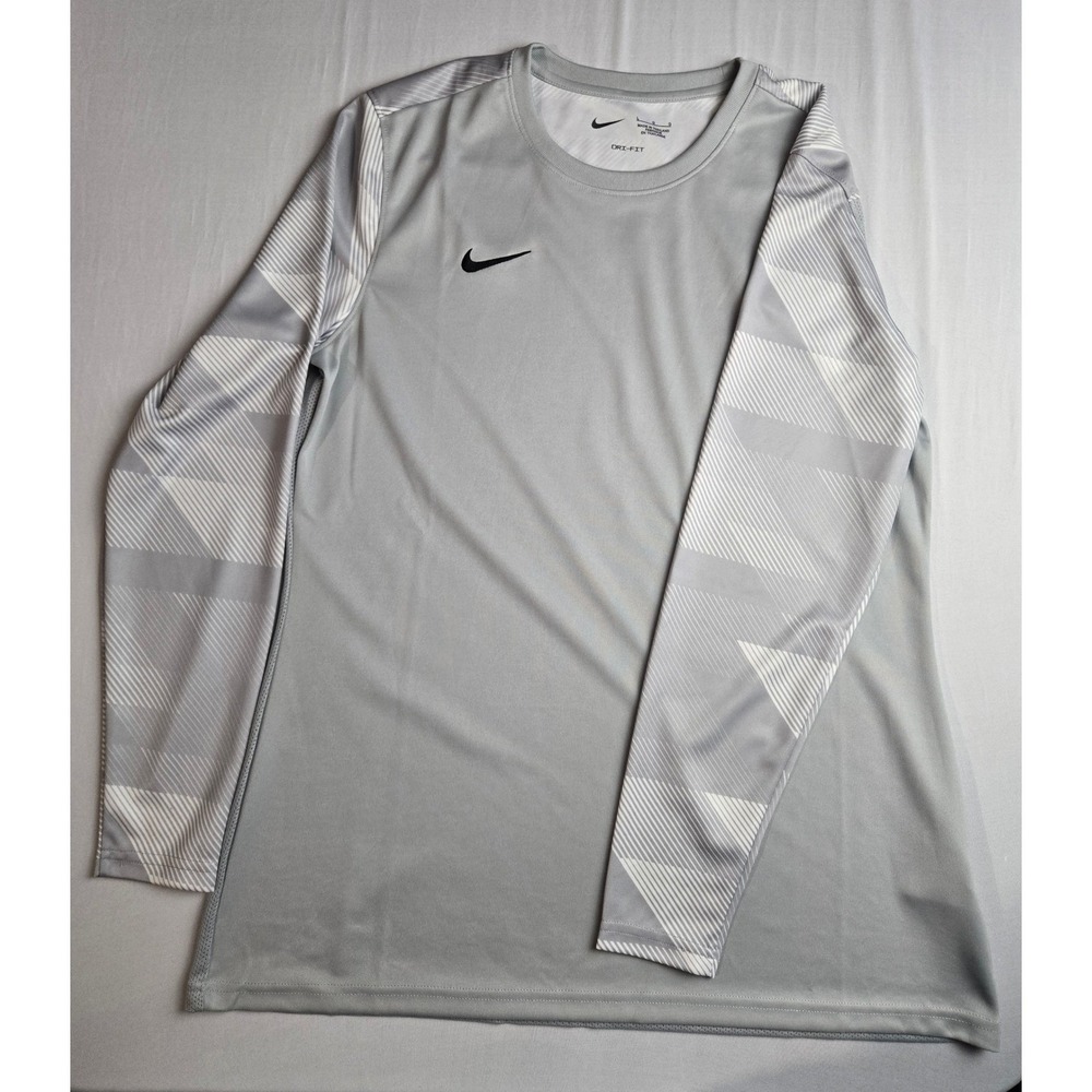 Nike Dri-FIT Womens Grey Long Sleeve Training Soccer Jersey Top Large NEW